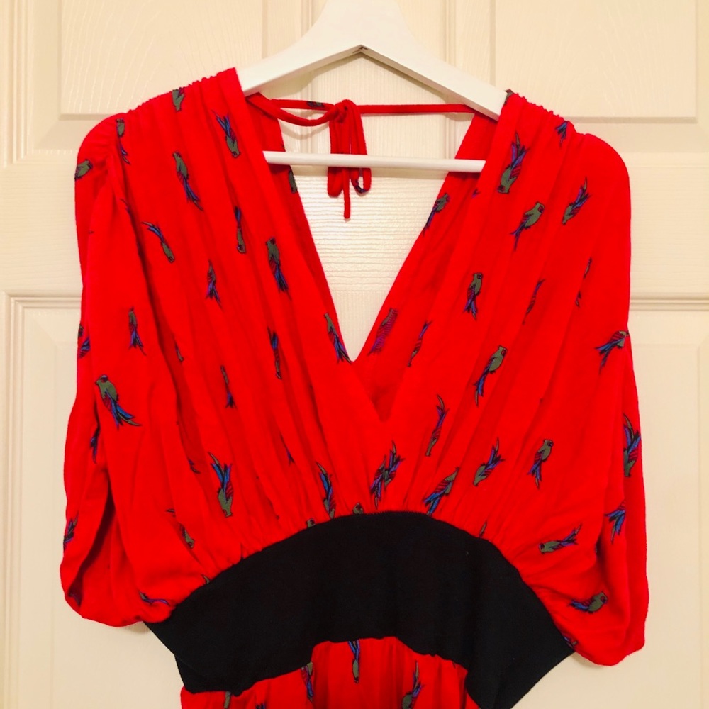 Vintage Bird-print Maxi dress